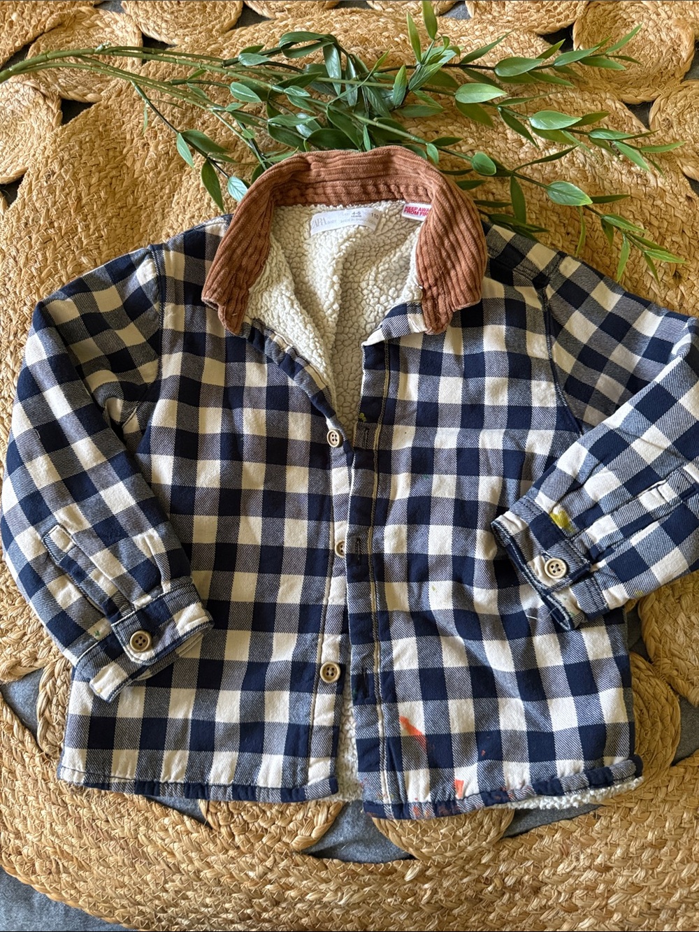 Zara 4-5 chore Checkered Sherpa Barn Jacket.*** read***
